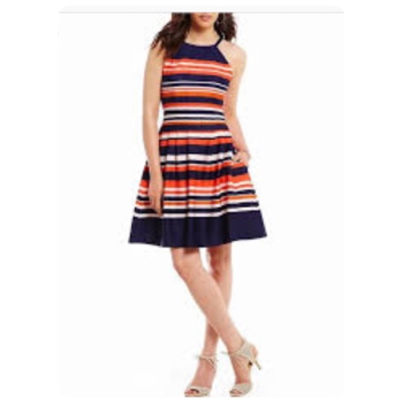 Vince Camuto Dresses & Skirts - Vince Camuto Halter Stripe Fit and Flare Dress